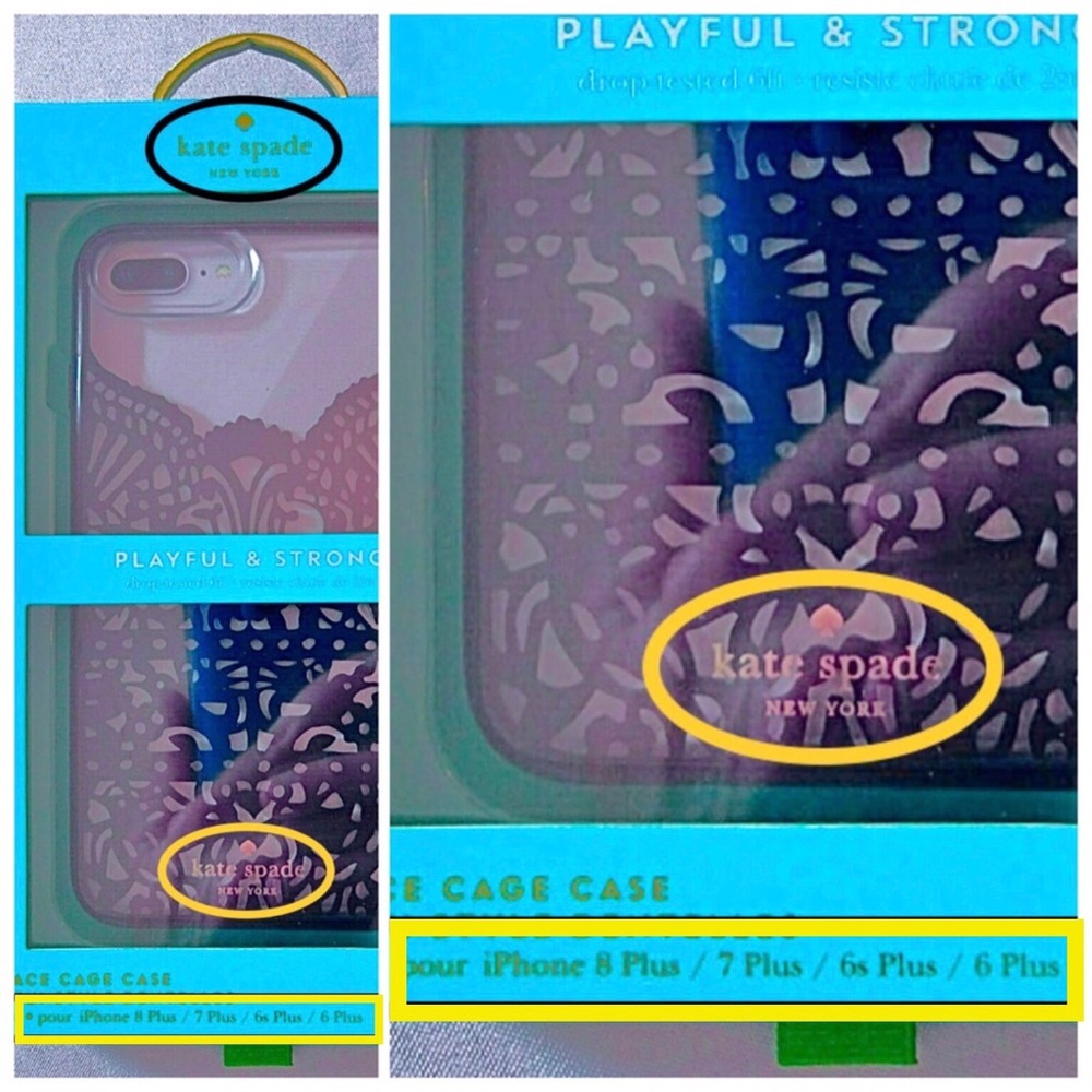 kate spade black filigree cover iPhone 6+, 7+, 8+ - Picture 4 of 5